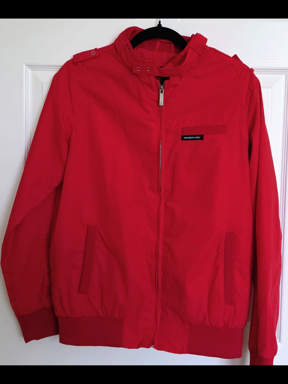 Members Only Red Zip Jacket with Chest Logo